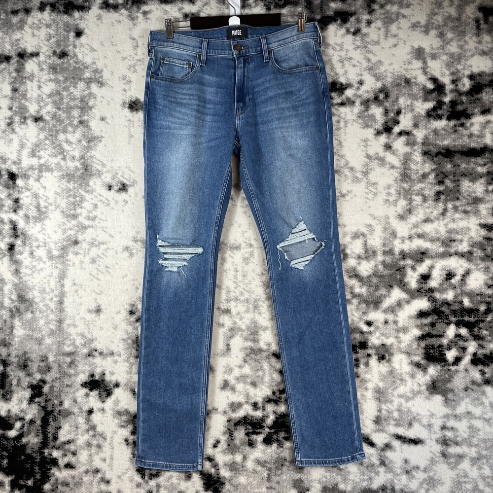 Paige Archie Jeans Womens Size 32 Light Wash Distressed Skinny‎ Casual Comfort